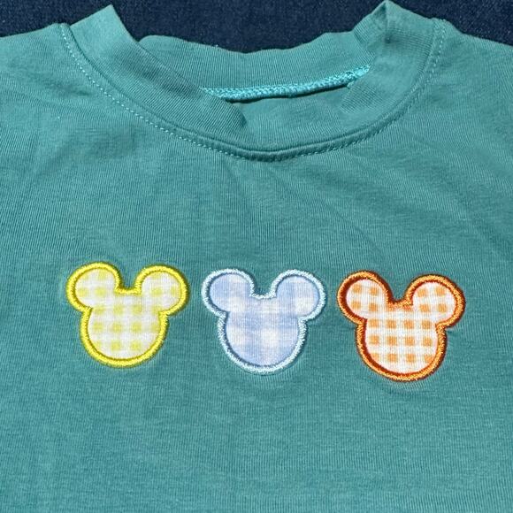 Abby & Evie Boutique Bubble Baby 6m Mickey Embroidered Plaid - Picture 3 of 6